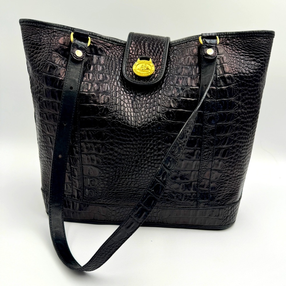 Brahmin large Crocodile embossed satchel